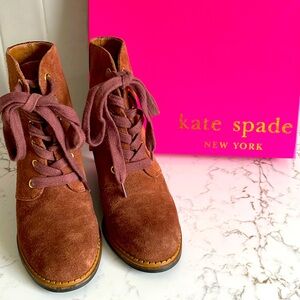 Kate Spade Saundra brown suede wedge boots